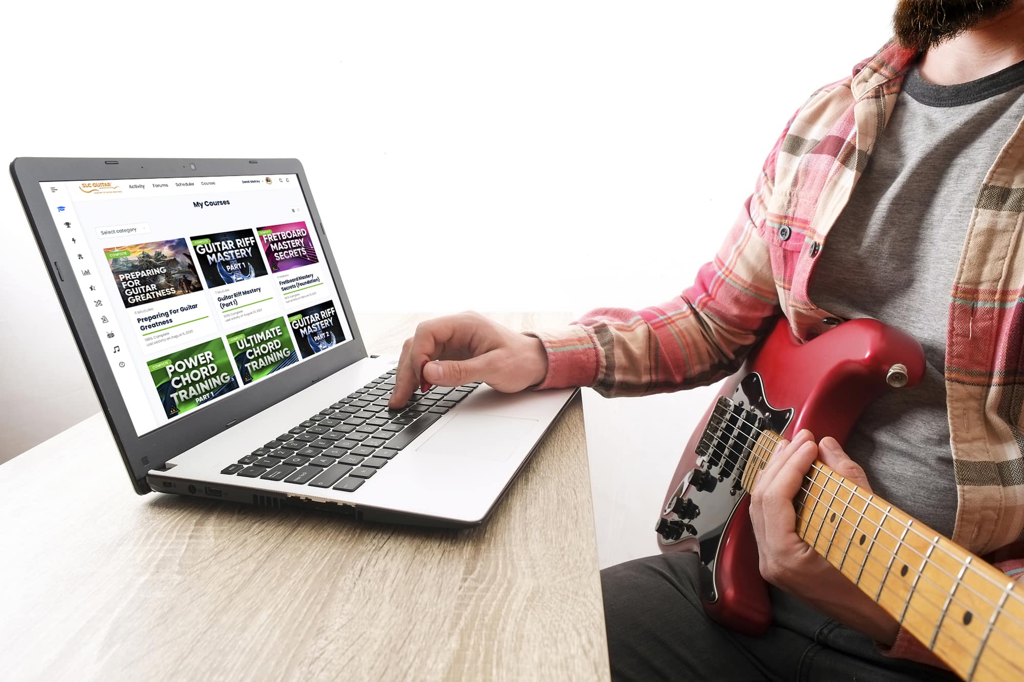 Electric guitar playing learning guitar online